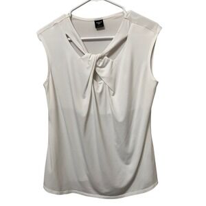 Paisley Sky Womens XL Ivory White Twist Knot Cutout Sleeveless Blouse Shell Top